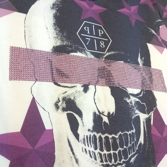 Phillip Plein Designer T-Shirt With Skull and Sequins (M) - Picture 5 of 7